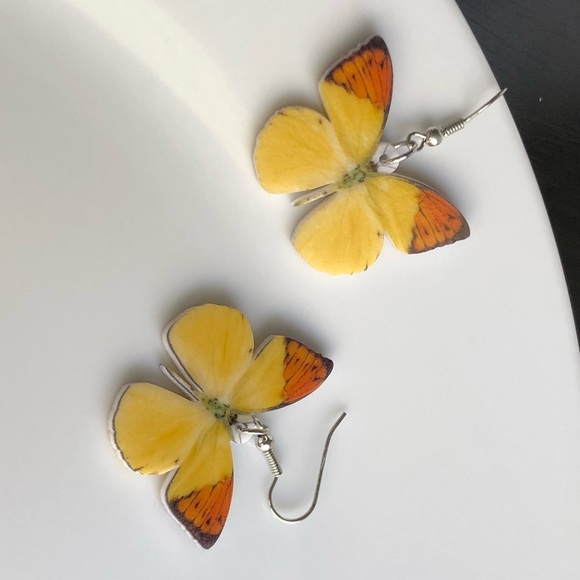 NEW Acrylic Yellow Butterfly Earrings - Picture 2 of 6
